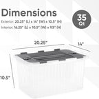 Superio Storage Bins with Lids, Clear Plastic Containers for Organizing, Stackable Totes, BPA Free, Odor Free, Organizer Boxes for Home, and Dorm, 35 Quart (2 Pack, 20.25"x14"x10.5")