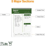 To Do List Notebook Daily Planner A5 CheckList Pad 52 Sheets, 5.9" x 8.2" Daily Schedule Goal and Tasks Setting Notepad Productivity Planner, Spiral Appointment Organizers, A5-DG