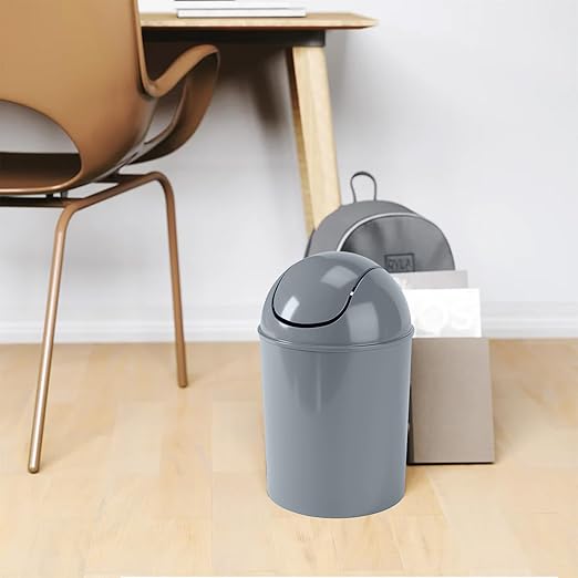 Umbra 1.25 Gallon Mini Waste Can with Removable Swing-Top Lid - Small Garbage Bin for Kitchen, Bathroom, Bedroom, Office - Compact Trash Can Fit Under Tables & Counters - Steel Blue