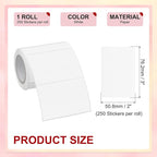 PATIKIL 2 x 3 Inch Rectangle Inventory Color Coding Labels 1 Roll, Square Self-Adhesive Inventory Label Stickers for Office Home Organization Name Tags, 250 Per Roll, White