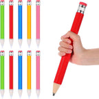 WLLHYF 10 Pcs Wooden Jumbo Pencils for Prop, 14 Inch Large Pencil Halloween Funny Big Pencil with Cap Novelty