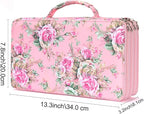 Vomgomfom Large Capacity Pencil Case - Zipper Closure Twill Fabric Case for 300 Colored Pencils or 200 Gel Pens, Artist Organizer (Pink Rose)