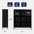 Best Choice Products 9-Cube Bookshelf, 3-Tier Wood Storage Bookcase W/Legs, 11in Shelf Opening, Cube Organizer, Living Room, Office, Nursery – Black