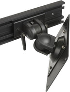 Displays2go Desk Stand for Two Monitors, Holds 2 TVs, Metal, Aluminum, Plastic, MDF – Black (TBLMMD32)