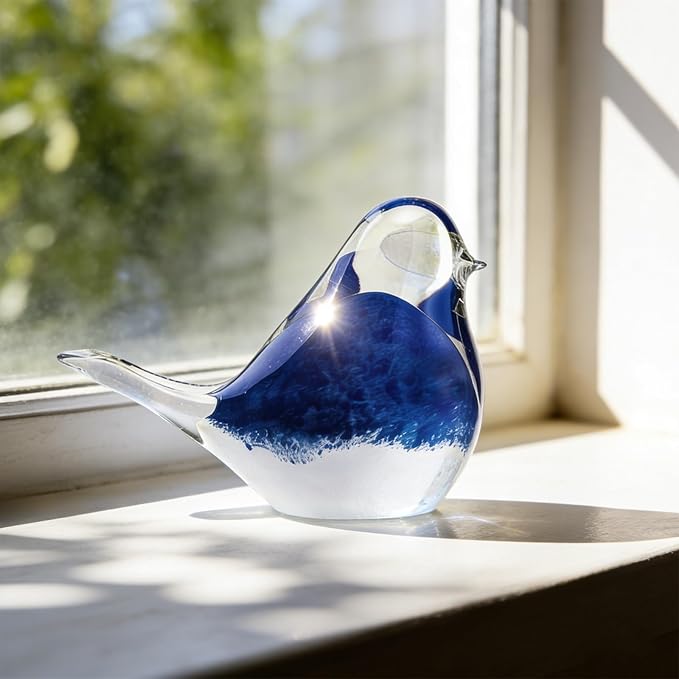 ORRFIDDY Glass Bird Figurines Art Collectible Ornaments Statue Figurines Paperweight Modern Handmade Sculpture Home Decor
