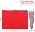 SKYDUE 8 Pockets Expanding File Organizer, Expandable File Folders with Pockets, Portable Document Paper Organizer, A4 Letter Size Filing Folder, Snap Closure, Red