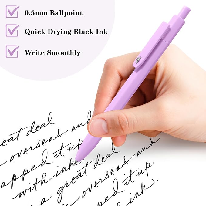 Piochoo Gel Pens, Quick Dry Black Gel Ink Pens Fine TIp, No Smudge, Smooth Writing Cute Aesthetic Pen for Women Nurses School Office Supplies