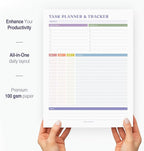 Task Planner & Tracker 8.5 x 11 Tear-Off 70 Sheet Planner Pad – Project Organizer with Time Log, Top Priority, Follow-Up – Notepad for Home & Office (White, Colorful, 1 Pack)