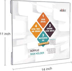 NIUBEE Acrylic Sign Holder 14x11 Inches Horizontal, Clear Plastic Wall Mount Sign Holder Poster Paper Holder with Double Sided Adhesive Tape for Office, Home, Store, Restaurant-No Drilling(6 Pack)