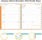 2026 Planner - Planner 2026 from January 2026 to December 2026 with 12 Monthly Tabs, Flexible Cover, Inner Pocket, 8.5" x 11", Orange-A