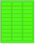 8-1/2 x 11 Neon Color High Light Fluorescent Labels for Laser & Inkjet Printer (Green Fluorescent, 1" x 2-5/8" - 30 Per Page | 3,000 Labels)