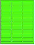 NextDayLabels - 8-1/2 x 11" Neon Color High Light Fluorescent Labels for Laser & Inkjet Printer (Green Fluorescent, 1" x 2-5/8" - 30 Per Page | 750 Labels)