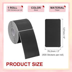 PATIKIL 3 x 5 Inch Rectangle Inventory Color Coding Labels 1 Roll, Square Self-Adhesive Inventory Label Stickers for Office Home Organization Name Tags, 500 Per Roll, Black