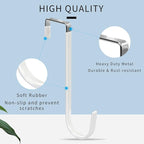 FYY Over The Door Hooks, 4 Pack Upgraded Long Door Hangers Hooks with Rubber Prevent Scratches Heavy Duty Organizer Hooks for Hanging Clothes, Towels, Hats, Coats, Bags White