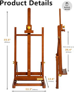 DJAR H- Frame Tabletop Painting Easel, Adjustable Solid Beech Wood Desktop Art Easel, Hold Canvas Up to 27.5", Assembly-Free Art Stand for Artist, Student, Walnut