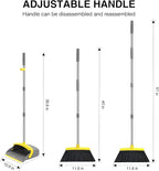 NACENA Broom and Dustpan Set, 52-in Long Adjustable Handle Broom Dustpan Combo with Dustpan Teeth to Automatically Clean Hair Suitable for Home Kitchen Office Hall Floor (Grey&Yellow), 4 Pack