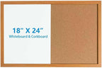 Combination Writeboard 24"x 18" Magnetic Whiteboard & Cork Board Dry Erase Board Bulletin Board Wall Mounted Wood Frame