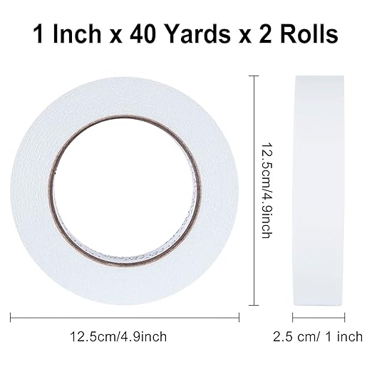 LELADY Double Sided Tape 1 Inch x 40 Yards- 2 Rolls Double-Sided Adhesive Sticky Tape, High Adhesive Double-Sided Tape, for Arts, Crafts, Office School Stationery Supplies