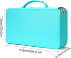 Vomgomfom Deluxe PU Leather Pencil Case - Large Capacity Holder with Zipper Closure for 300 Colored Pencils or 200 Gel Pens, Artist Organizer (Green)