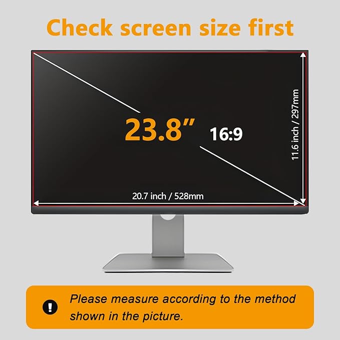 【20 Pack】 23.8 Inch Privacy Screen Protector for 16:9 Widescreen Monitors Desktop Anti-Glare Blue Light Filter Anti-Spy Film Relieves Eye Strain Easy Install