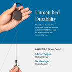 Will Well ID Badge Holder Reel with Clip and Keyring - Heavy-Duty All-Metal Casing with 27.5"UHMWPE Fiber Pull Cord for Durability and Easy Access, Holds up to 8 Keys - 2-Pack, Square, Matte Black
