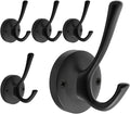 TOFIIGREM Black Towel Hooks for Wall, 5 Pack Coat Robe Hook Heavy Duty Metal Double Bath Hook Wall Mounted, Hat Hooks for Cubicle Bathroom Kitchen Closet Garage
