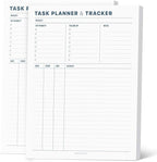 Task Planner & Tracker 8.5 x 11 Tear-Off 70 Sheet Planner Pad – Project Organizer with Time Log, Top Priority, Follow-Up – Notepad for Home & Office (White, Minimalist, 2 Pack)