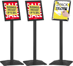 INNOVSIGN 3Packs Heavy Duty Adjustable Pedestal Poster Sign Stand, 8.5x11 Aluminum Open Floor Standing Sign Holder for Vertical and Horizontal View Display (8.5x11,Black)