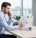 MXG 10x10 Inch Magnetic Dry Erase Board, Double Sided Small Whiteboard with Stand, 360° Rotatable & Adjustable, Includes Markers, Eraser & Magnets, for Office, Home, Fridge, Wall