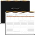 Weekly Productivity Planner - 8.5" x 11" Dashboard Desk Notepad Has 6 Focus Areas to List Tasks for Goals, Projects, Clients, Academic or Meal-Organize Your Daily Work Efficiently, 54 Weeks, Black