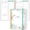 Daily Planner 2026 Full Page Per Day- 2026 Daily & Monthly Planner from January 2026 to December 2026, Day Planner 2026 with 12 Months Tabs, 6.4" x 8,5", Pink Flowers