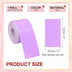 PATIKIL 3 x 5 Inch Rectangle Inventory Color Coding Labels 1 Roll, Square Self-Adhesive Inventory Label Stickers for Office Home Organization Name Tags, 500 Per Roll, Purple