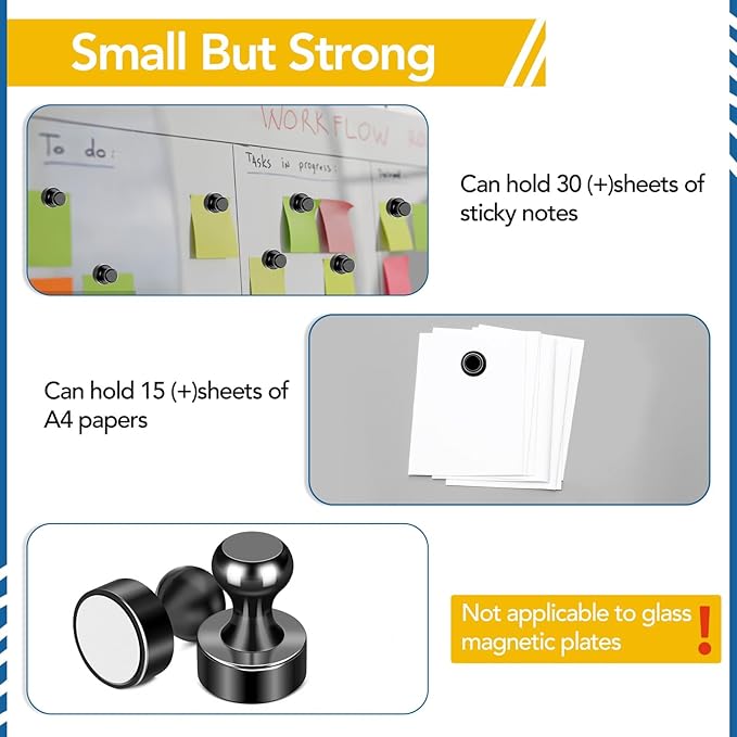 LOVIMAG Fridge Magnets 40Pcs Refrigerator Whiteboard Small Strong Magnet Classroom Kitchen Accessories Decorative Locker Set Decor Must Haves Office Calendar Refrigerador Magnetic Cute Crafts Black