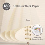 Spiral Notebook-5.75" x 8.125" College Ruled Journal with Inner Pockets and 160 Pages,PU Leather Cover Business Journal, Twin-Wire Binding Notebook Perfect for Office & Home School Supplies 3 pack Grey