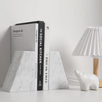 Faticdorr Luxury Marble Bookends for Shelves, 11LB Heavy Duty Marble Book Ends for Heavy Books, Stone Bookends Decorative, Polished, Carrara White Triangular, Set of 2