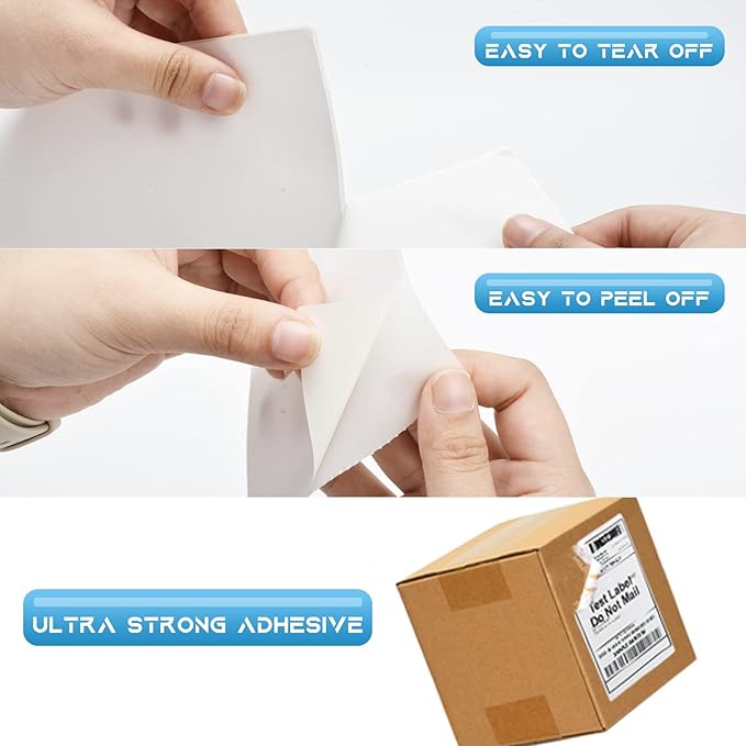 MFLABEL 4x6 Thermal Shipping Labels - 4 Rolls of 250, Perforated & Smudge-Proof Direct Thermal Labels Compatible with Rollo, Zebra, for Amazon UPS FedEx Shopify