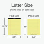Oxford Premium Legal Pads, 12 Pack, Premium Note Pads, 50 Legal Rule 8.5" x 11" Sheets, Canary Yellow Paper with Firm Back, Professional Legal and Office Notepads