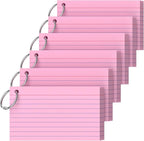 Ciphyfee Index Cards 3x5 Inch With Ring, 300 Count, Ruled Pink Index Card, 180GSM Flash Cards College Ruled for Students, Teachers, Study Note Card for Office, Home, School, Office