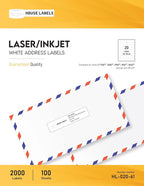 HOUSELABELS 20-up Shipping Labels (4" x 1") for Laser and Inkjet Printers, 1,000 Sheets