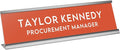 Custom Engraved Desk Plate | Personalized with your Name and Title | Perfect Decor for Office, Business, or Home | Multiple Font and Color Options | 2x8" or 2x10" (Orange w/White Letters, 2x10")