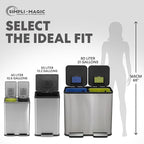 80 Liter / 21 Gallon Rectangular Hands-Free Dual Compartment Recycling Kitchen Step Trash Can with Soft-Close Single Lid, Stainless Steel (40L x 40 L Capacity) Stainless Steel Finish