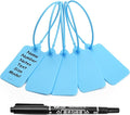 100 Blue Blank Plastic Tags for Labeling Waterproof Hanging Labels Writable Tags Seal Plastic Marking Label for Clothes Bags Keys Inventory with One Marker Pen