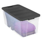Sterilite 3-Pack Modular Stacker Box, Durable Clear Plastic Storage Bins with Latching Lids, 200 Quart - Stackable Organizing Container Boxes for Closet, Bathroom, and Office