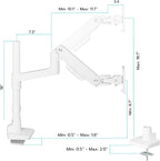 ARES WING Single Monitor Arm Desk Mount for 17-49 Inch Ultrawide Monitors, Heavy Duty Single Monitor Arm Holds 44 lbs, Full Motion Gas Spring Vertical Desk Mount, 75/100 VESA Mount, White