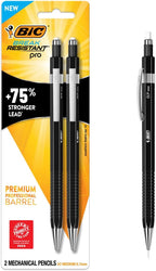 BIC Break Resistant Pro with Shock-Absorption and Twist-Up Eraser, Mechanical Pencil, 2-Count