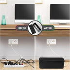 TuweChen Cable Management Box - Large Cable Organizer Box to Hide Wires & Power Strips, TV & Desk Computer Wires, Cord Organizer Box for Home & Office, Black