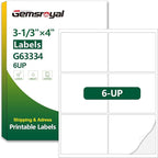 Gemsroyal 3-1/3”×4” Address Labels Printable,3-1/3×4 Matte White Shipping Label Stickers for Laser/Inkjet Printer,Large Moving Sticker Paper,40 Sheets,240 Blank Labels in Total