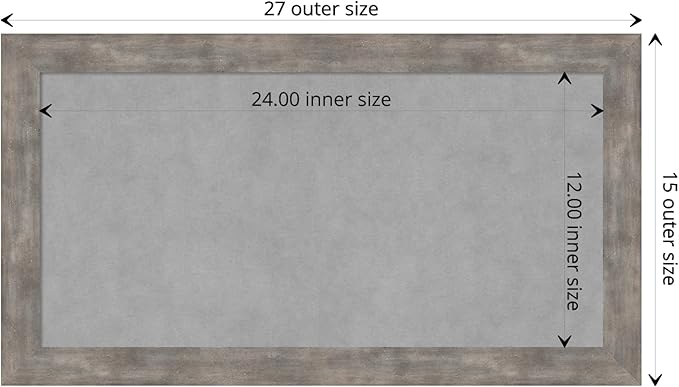 Amanti Art Silver Framed Magnetic Board 15x27 Small Vision Board for use with Magnets, 100% Metal Sheet to Display Items as Office Decor or for Home Organization in mudroom, Kitchen or Kids Room