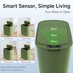 TIPGO 5 Gallon Motion Senor Bathroom Trash Can with Lid, Automatic Garbage Can Touchless, Smart Plastic Waste Basket for Narrow Spaces, Bathroom, Office, Bedroom, Living Room (Green)