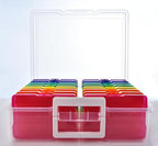 ALINK Photo Storage Box with Handle, 4" x 6" Photo Organizer Storage Container with 16 Inner Case and 1 Sheet Blank Labels for Pictures, Arts, Crafts, Sewing, Seeds, Office Supplies - Colored